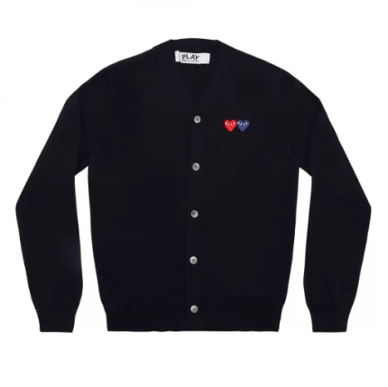 CDG MENS CARDIGAN WITH DOUBLE EMBLEMS NAVY