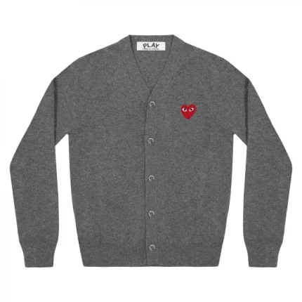 PLAY MENS CARDIGAN RED EMBLEM GREY