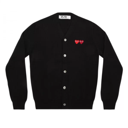 PLAY MENS CARDIGAN WITH DOUBLE EMBLEMS BLACK
