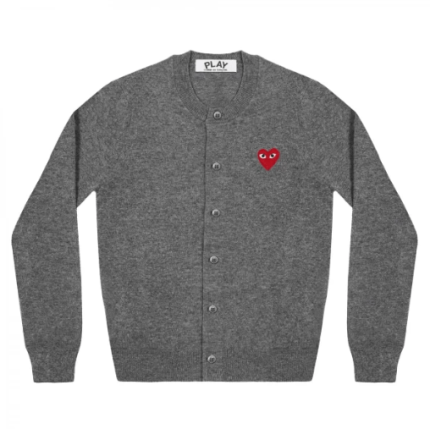 PLAY WOMENS CARDIGAN RED EMBLEM GREY
