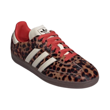 CDG Adidas Samba Red Leopard