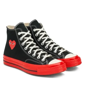 CDG CONVERSE RED SOLE HIGH TOP (BLACK)