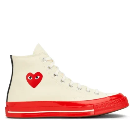CDG CONVERSE RED SOLE HIGH TOP (WHITE)