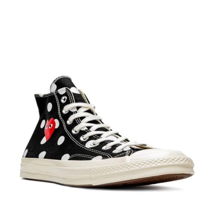 CDG Converse Red Heart Polka Dot Sneakers 70 High (Black)