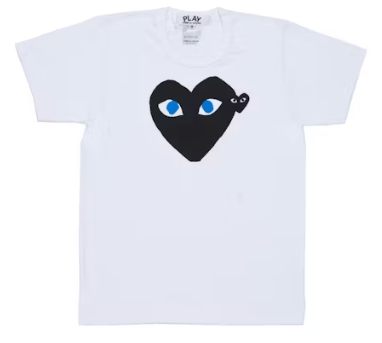 CDG Play Black Heart Blue Eyes T-Shirt White
