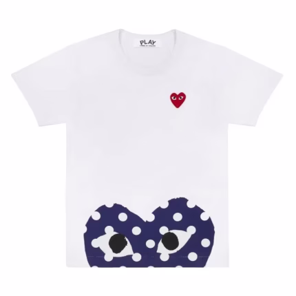 CDG White Polka Dot Heart Tee