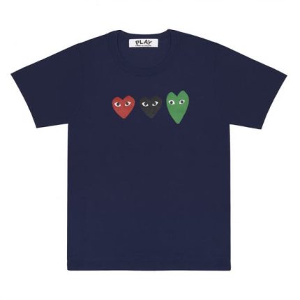 PLAY T-SHIRT WITH RED GREEN BLACK HEARTS
